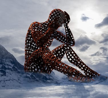 burnout in clouds square (1100 × 1000 px) stressed out figure in clouds